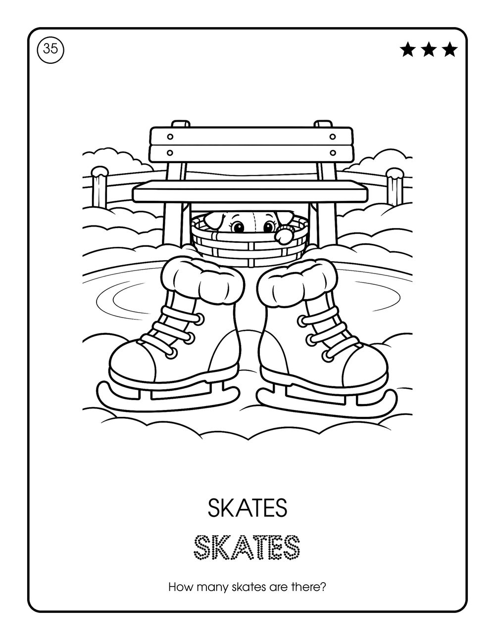 Free Christmas coloring page with ice skates