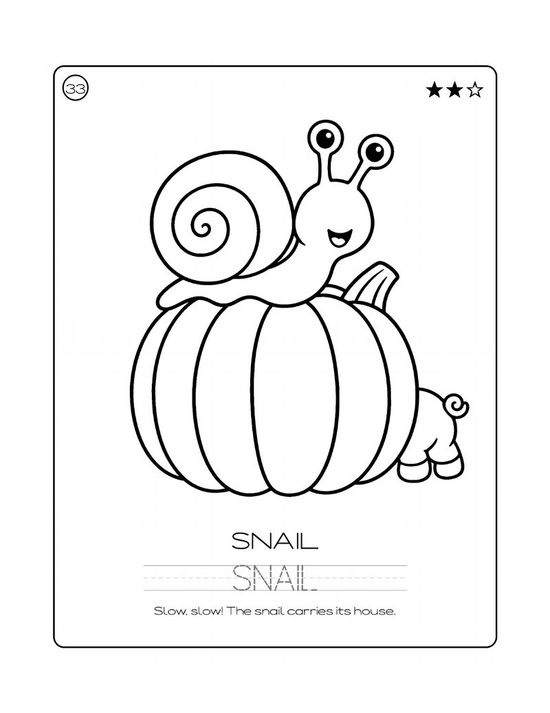 Snail coloring page with thick bold outlines